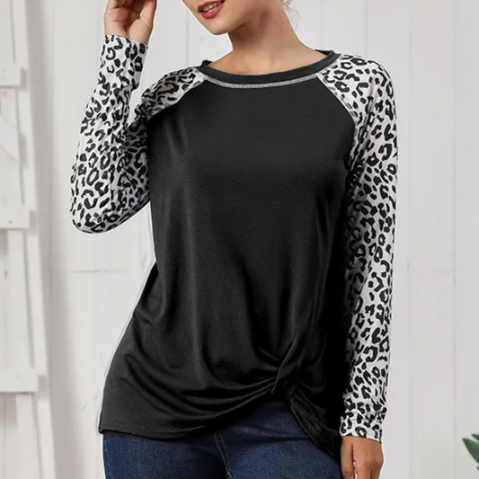 Variant image for Manon - Womens Longsleeve Shirt with Trendy Leopard Motif for Stylish Comfort-1