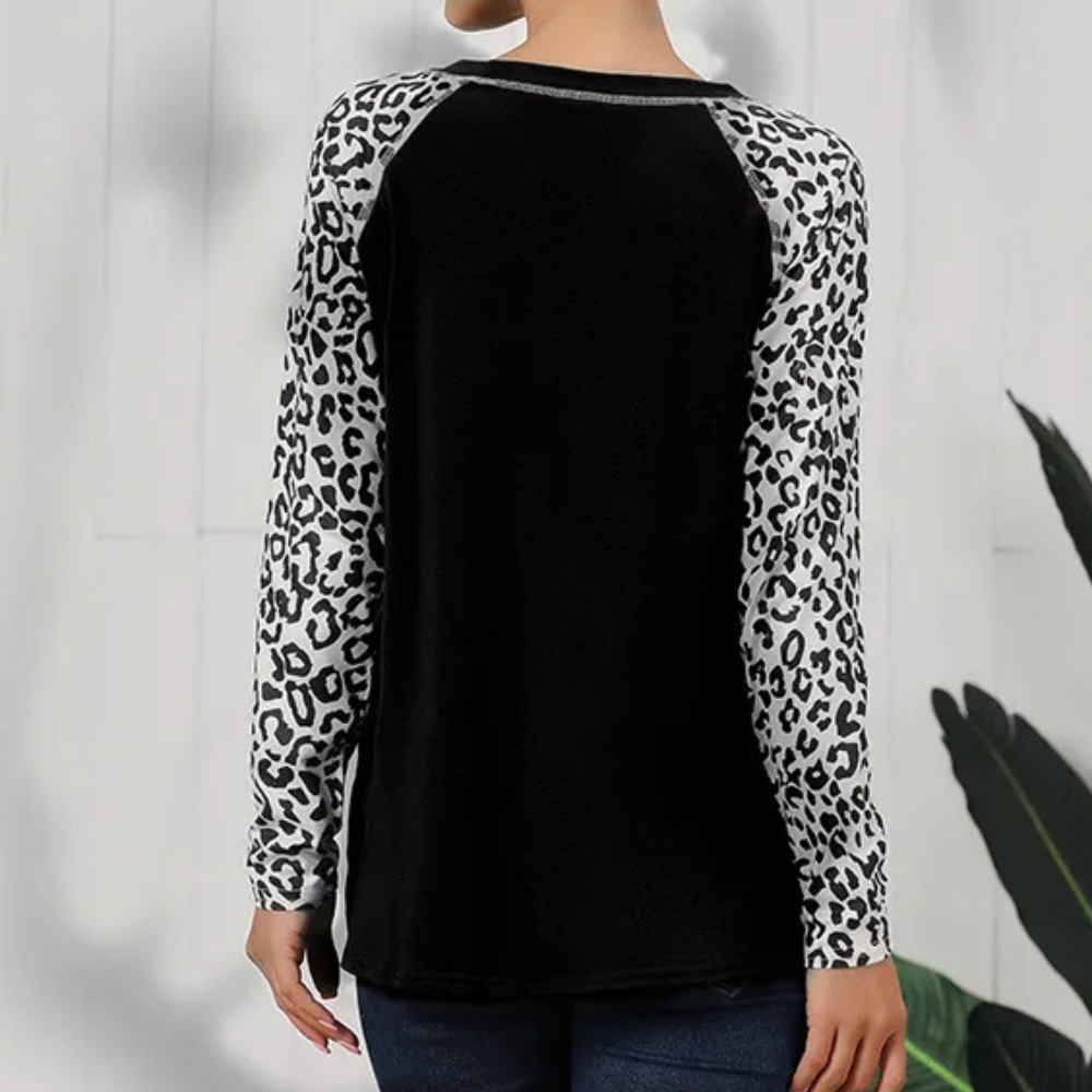 Manon - Womens Longsleeve Shirt with Trendy Leopard Motif for Stylish Comfort-3